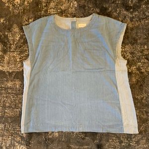 Lou & Grey Denim Colored Short Sleeve Top L